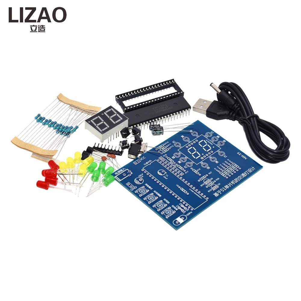 LIZAO STC89C52 MCU Traffic Light Control Module DIY Electronic Kit Student Learning Lab Training Competition Parts