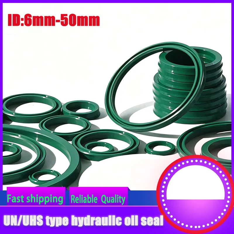 

Green UN/UHS Type Hydraulic Oil Seal, Polyurethane U-Cup Seal for Piston Rod, Oil Resistant and Wear Resistant