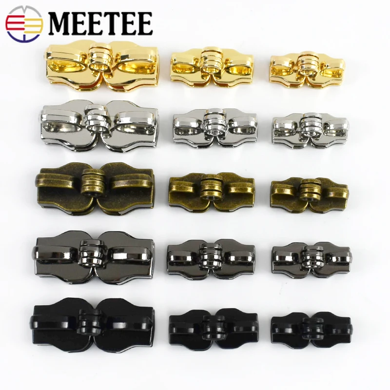 

5/10/20Pairs 5#8#10# Nylon Zipper Slider Double Hole Lock Zip Puller for Luggage Zips Bag Zippers Repair Kit Sewing Accessories