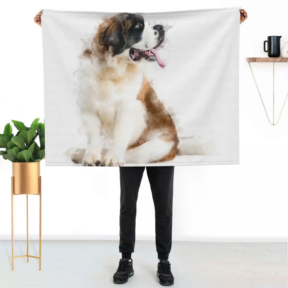 Saint Bernard Watercolour Artwork Throw Blanket Blankets For Bed Blankets For Baby Giant Sofa Furrys Thins Blankets