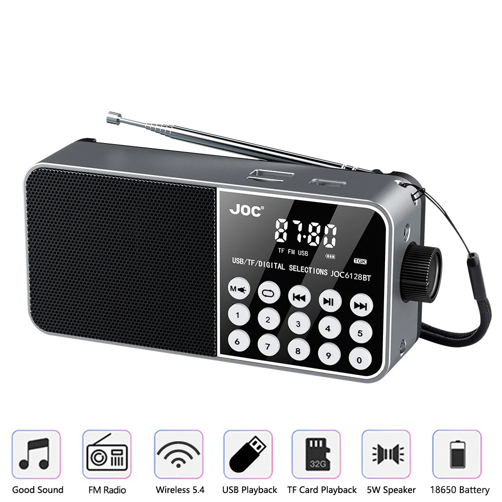 FM-Radio, tragbar, wiederaufladbar, Bluetooth-Lautsprecher, USB-TF-MP3-Player mit LED-Beleuchtung, 3,5-mm-Kopfhöreranschluss, Outdoor-Radio, FM-Empfänger