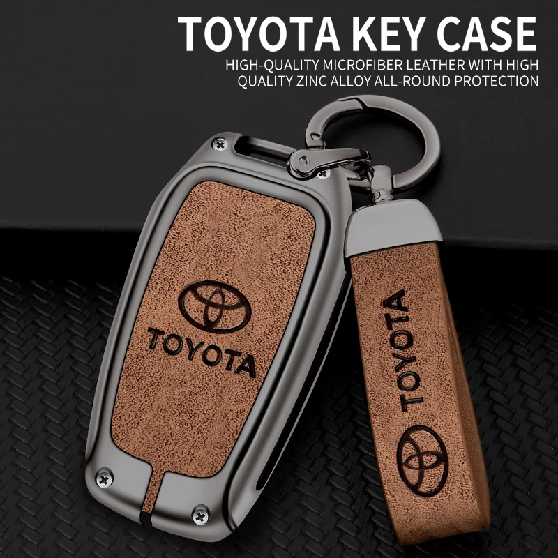 سبائك الزنك سيارة مفتاح القضية حامي شعار السيارة مفتاح سلسلة الملحقات لتويوتا كورولا هارير لاند كروزر راش فورتشنر أوريس برا #1
