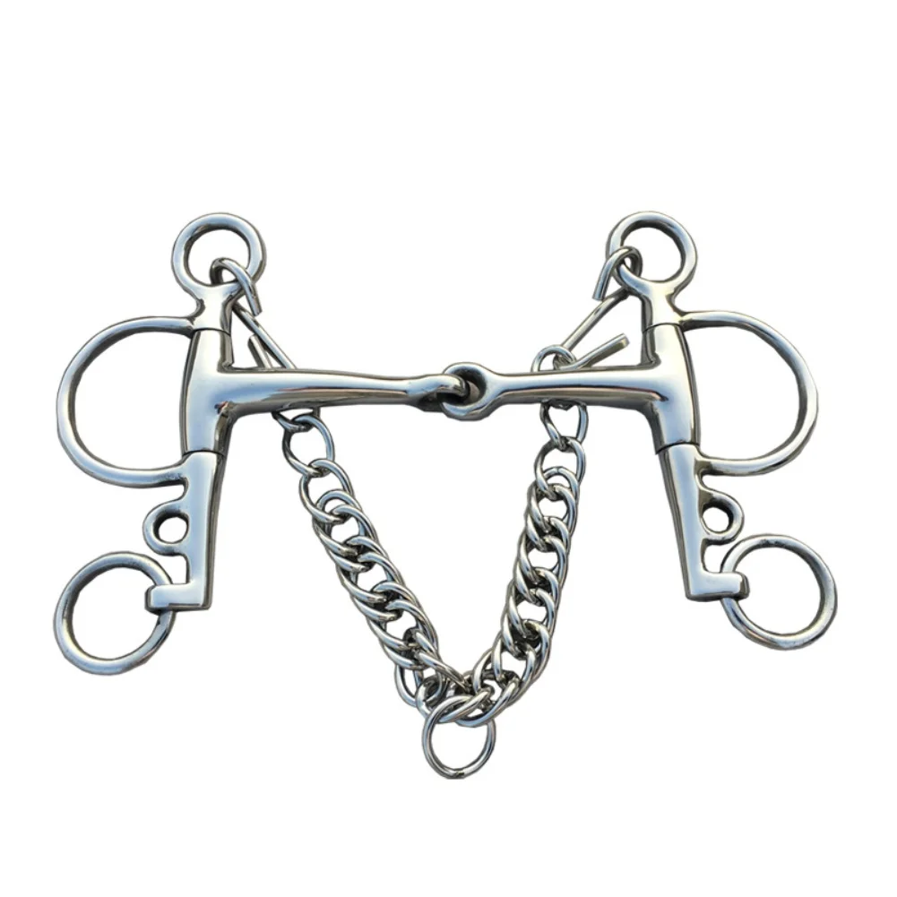 stainless-steel-horse-bit-snaffle-12-5cm-for-riding-and-for-training-with-hooks-and-chains-for-enhanced-control