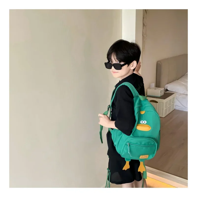 2024 Kindergarten School Bag Lightweight Wear-resistant Children Travel Backpack Cute Duck-shaped Nylon Backpack Kids School Bag