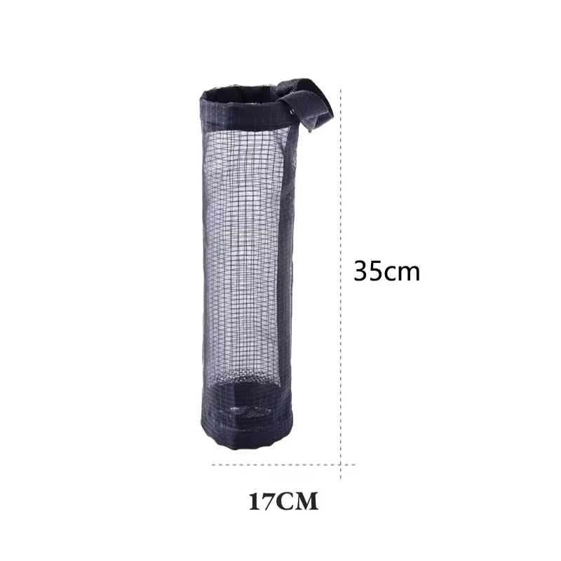 1pc 회색 잡화 가방 저장 벽 마운트 메쉬 플라스틱 가방 디스펜서 재사용 된 보관 파우치 쓰레기 가방 주방 쓰레기 봉투 썸네일 6