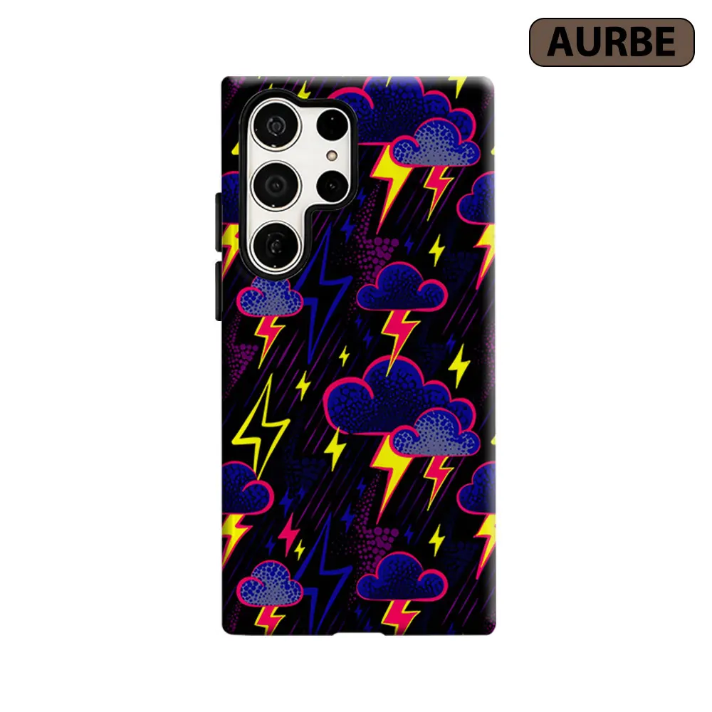 Neon Storm Clouds Phone Case For Samsung Galaxy S26 S25 S24 S23 Ultra Plus HD Hard Double Layer Film Cover