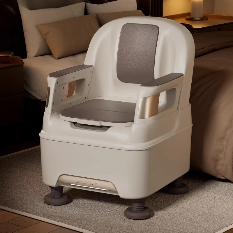 Adjustable Bedside Commode Chairs Mobile Toilet Seat Sturdy Night Use Portable Potty Ideal for Seniors/Pregnant Commode Stools