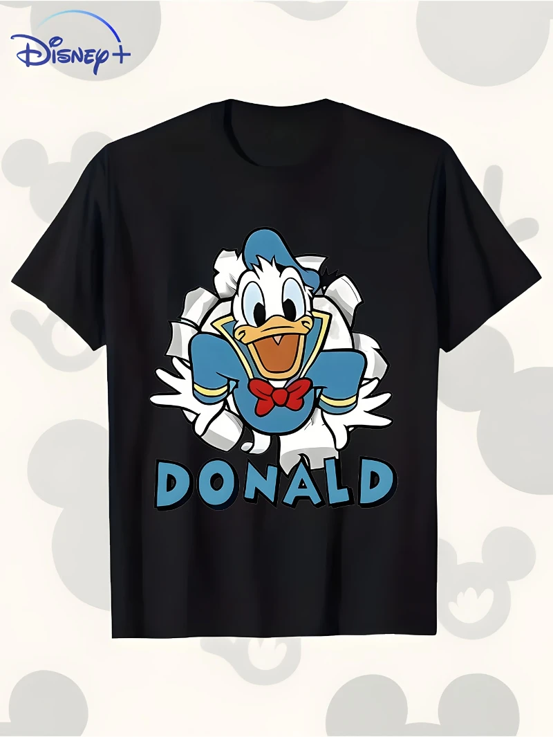 

Disney Cartoon Printed Short Sleeved T-shirt for Summer Casual Outdoor Top with Mickey Mouse and Star Pattern on Round Neck