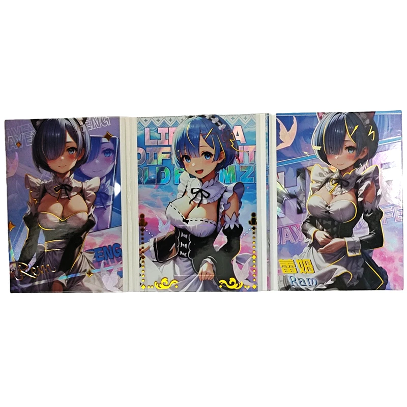 Goddess Story Tri-Fold Series Kamisato Ayaka Ram Anime Characters Rare Collection Flash Card Cartoon Toys Christmas Gift