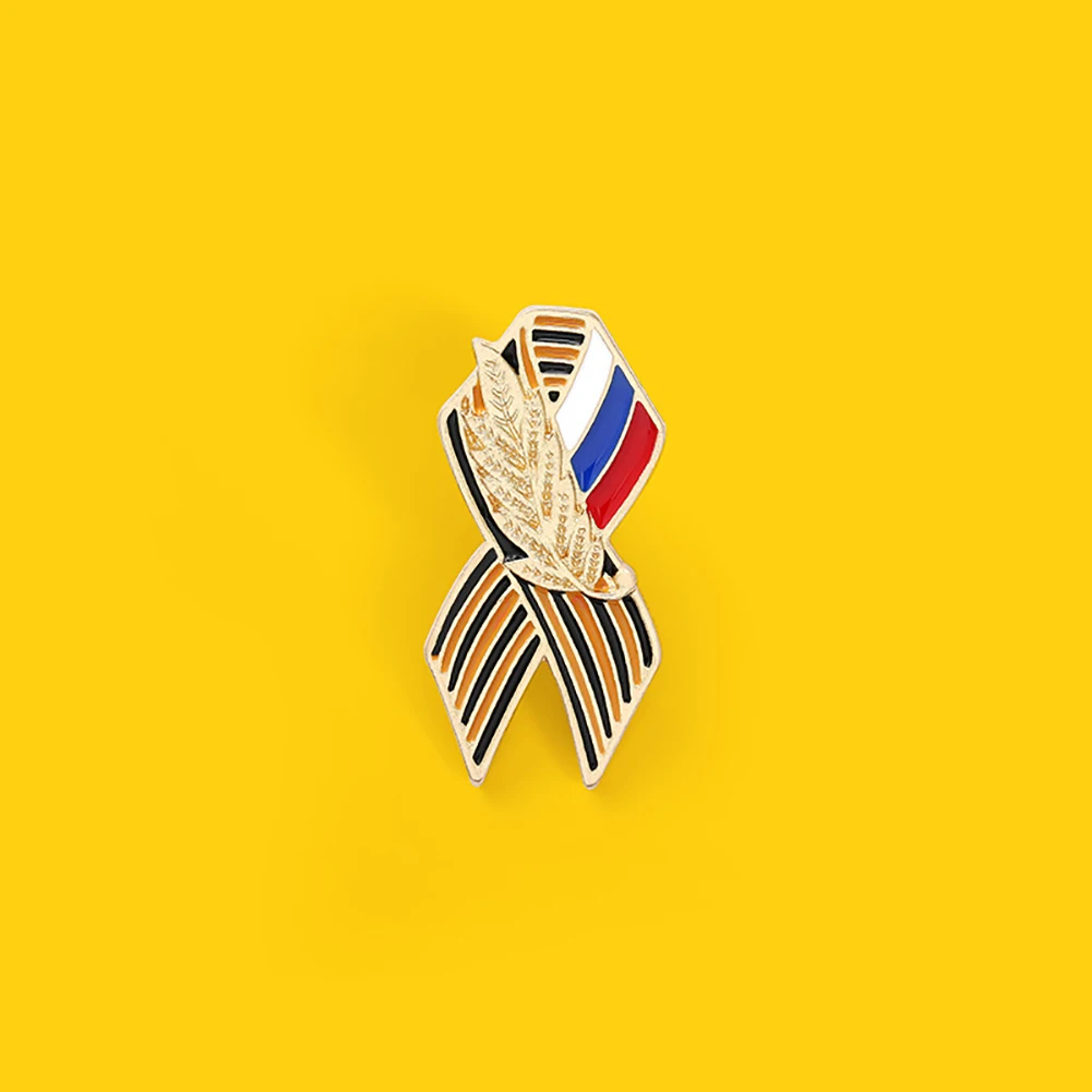 Maple Memorial Brooch Lapel Pins Russian Flag Saint George Victory Day Lapel Pin Brooch Festive Badges History Memory Symbol Pin