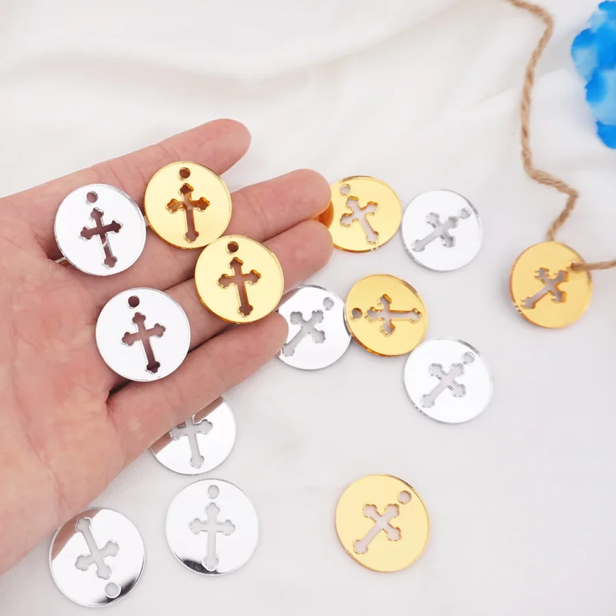 Acryl Spiegel Kleine Runde Kreuz Tags Baby Dusche Tisch Dekor Taufe Einladungen Karten Party Gast Geschenk Taufe Dekor – Detail 8