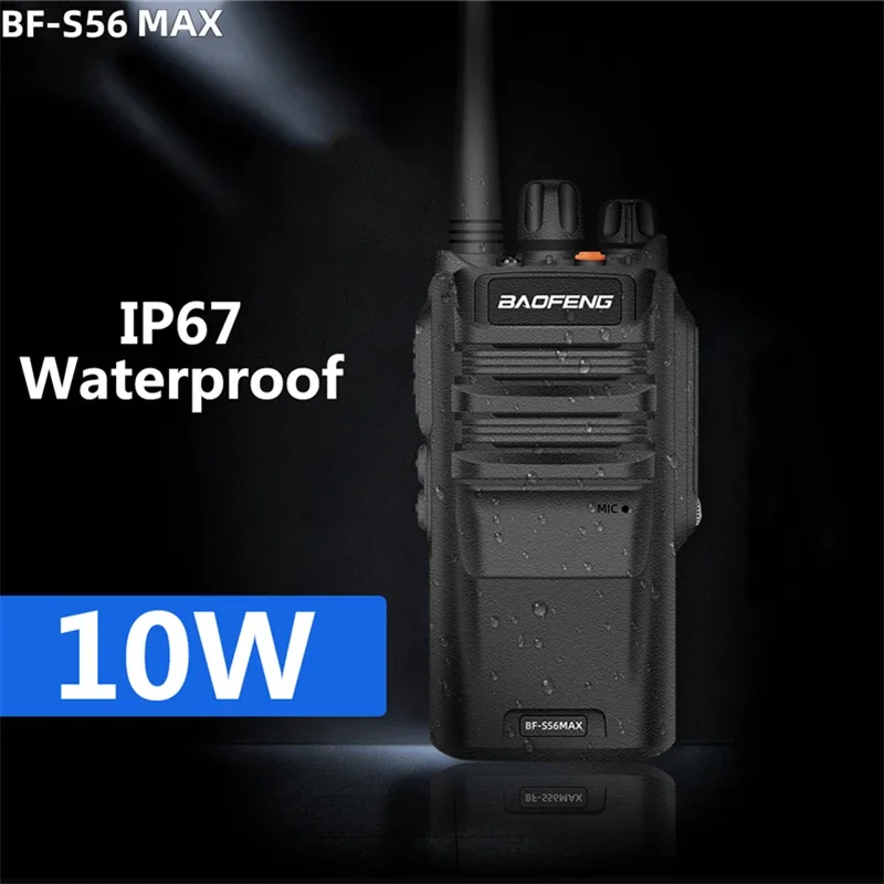 Baofeng BF-S56 Max Walkie Talkie | 10W High Power UHF Transceiver | Long Range Portable Ham Two-Way Radio S-56