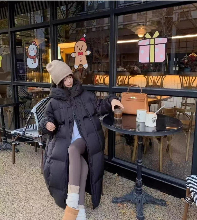 2024 Nowa zimowa damska biała kurtka puchowa z kapturem Kobieca gruba ciepła odzież wierzchnia Casual Over Size Patchwork Coats