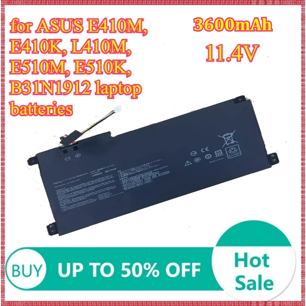 

B31N1912 Laptop Battery Suitable for ASUS E410M E410K L410M E510M E510K B31N1912 Laptop Batteries 3600mAh 11.4V