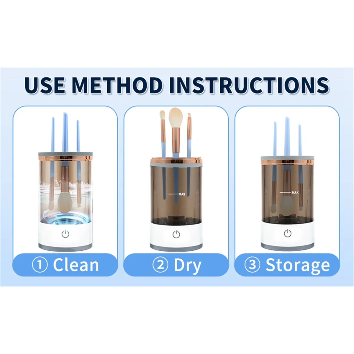 Electric Makeup Brush Cleaner Automatic Rechargeable Cosmetic Brush Cleaner Makeup Brush Tools for All Size Beauty Brush