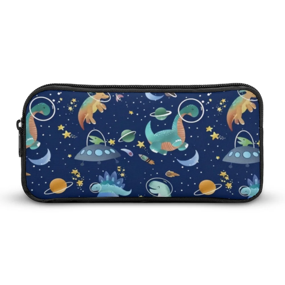 

1PCS Dinosaur Pattern on Blue Background Black Pencil Case, Large Capacity, Sturdy & Durable, Suit for Pen Case, Easy To Carry