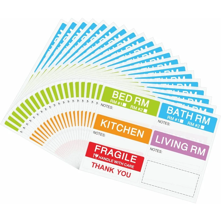 

42x90mm Large Home Moving Labels for Boxes Apartment Moving Helper 6 Different Packing Fragile Labels Blank Furniture Labels 2