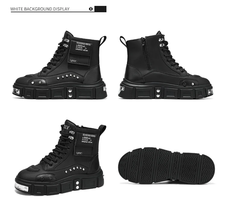 Modische Herren-High-Top-Stiefel, dicke Sohle zur Erhöhung der Körpergröße, vielseitige Freizeitschuhe – Detail 33