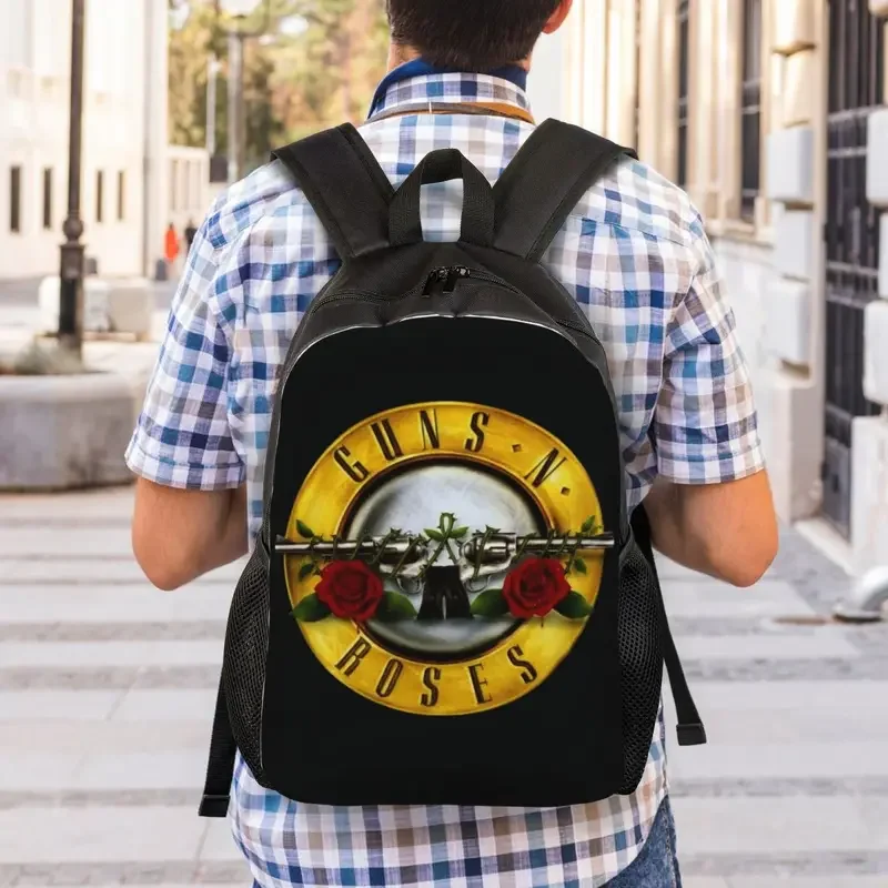 Custom Guns N Roses Bullet Logo Backpack Men Women Fashion Bookbag for College School Hard Rock Band Bags