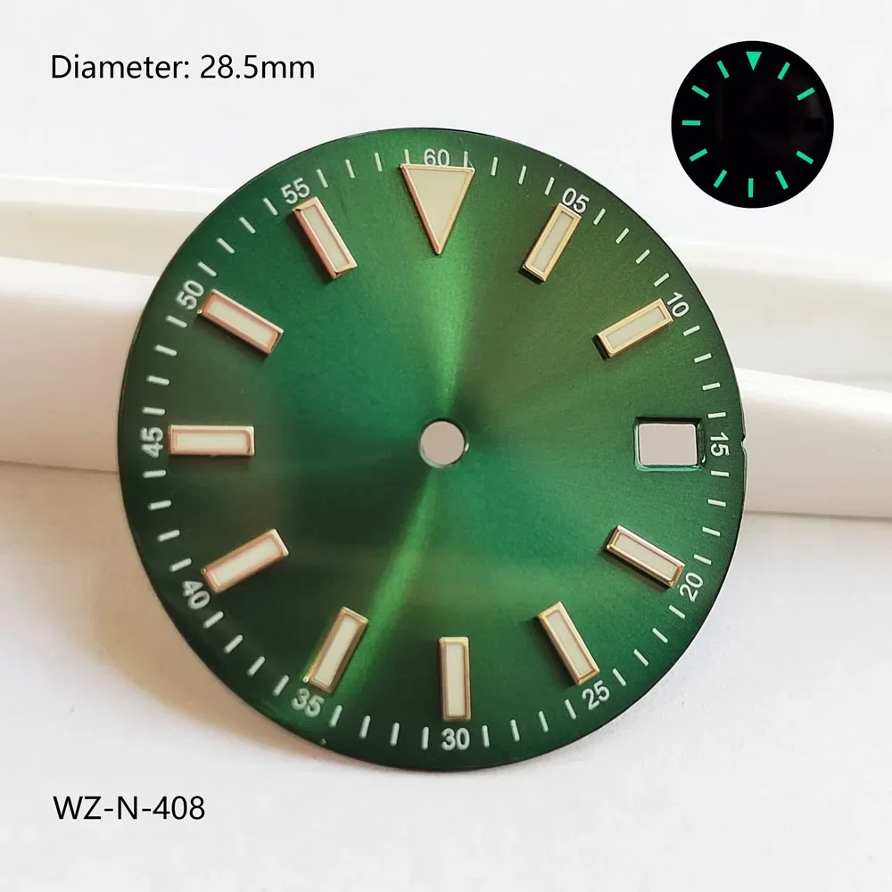 nh35 dial 28.5mm blue green luminous dial with single date for NH35 automatic mechanical movement watchmods can customize logo