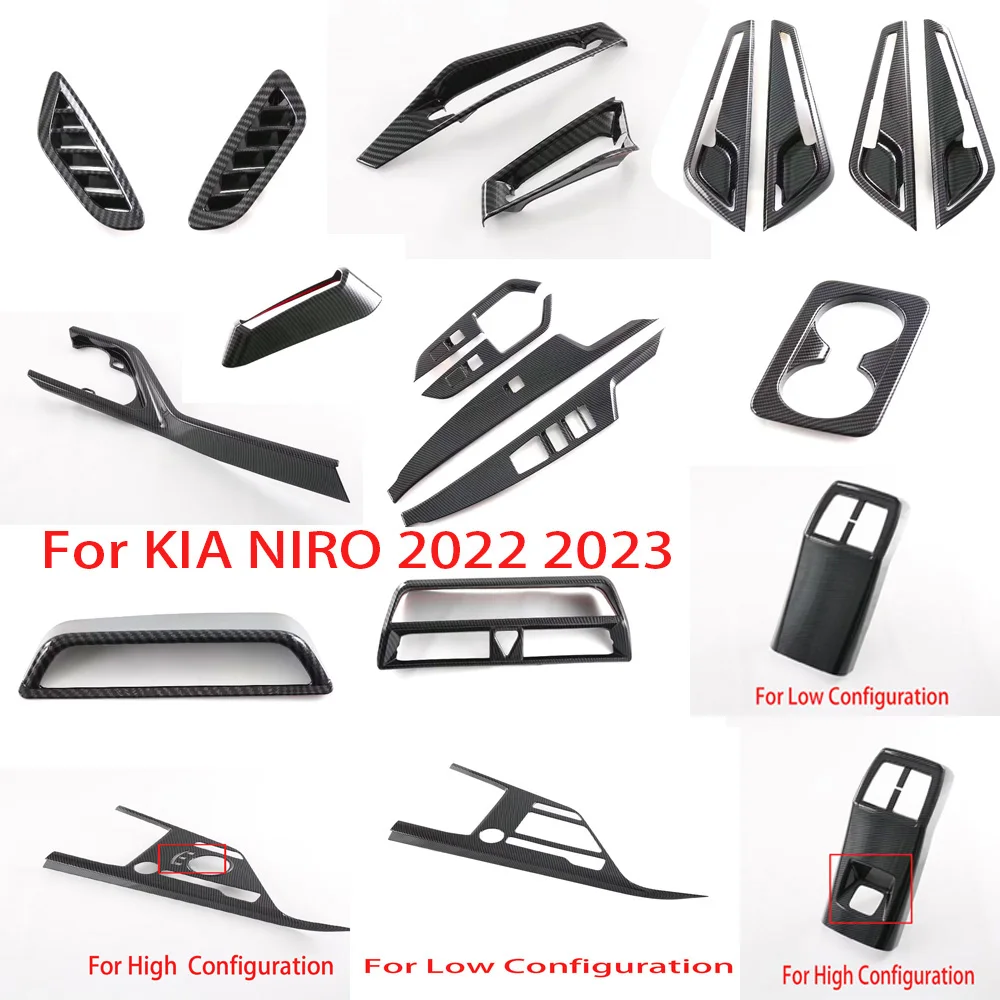 For KIA NIRO 2022 2023 ABS Carbon Fiber Color Center Console Gear Armrest Box Panel Cover Trim Decoration Stickers Accessories