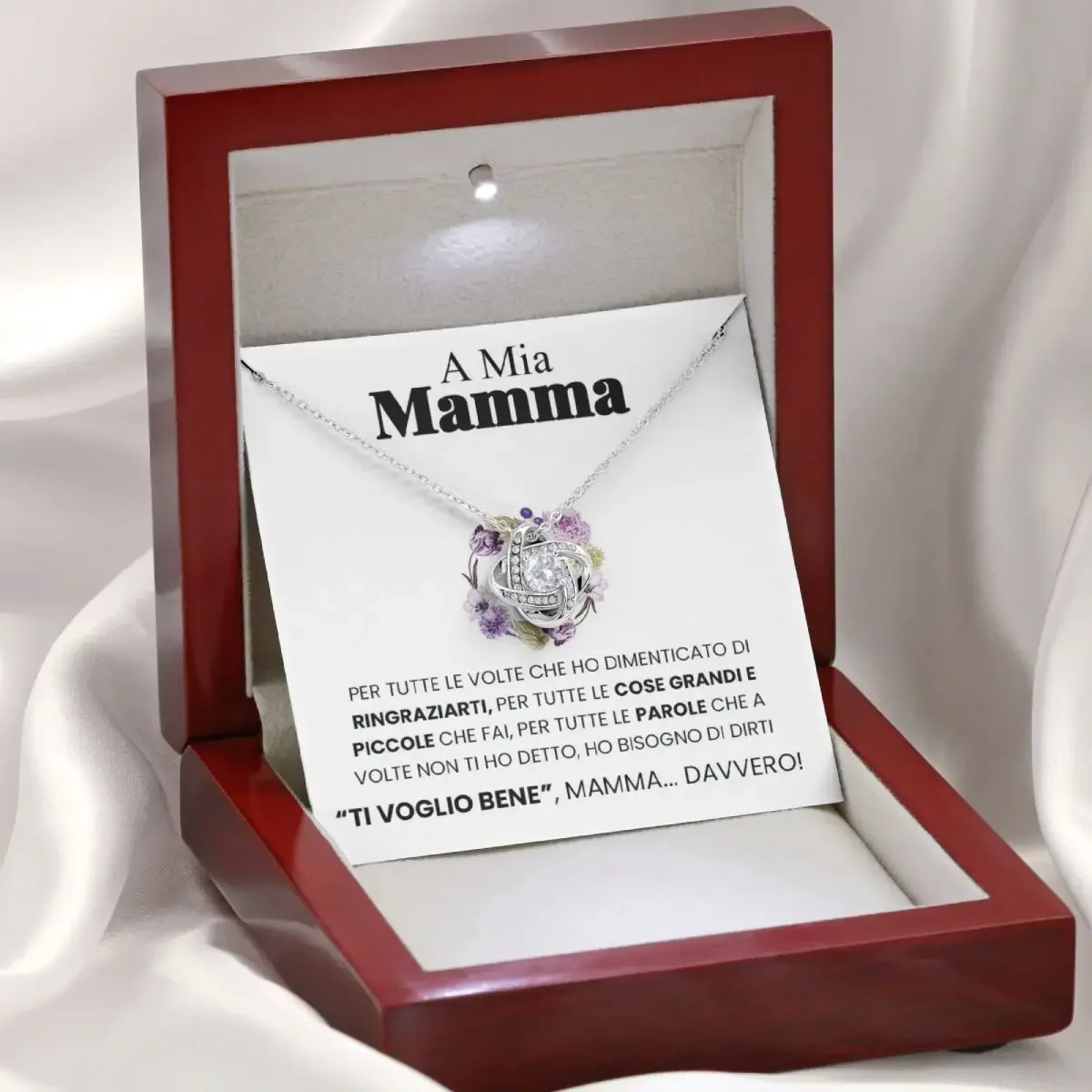 

Italian Gift To Mom Mother Necklace 2023 Dropshipping Fashion Jewelry Christmas Women Love Knot Pendant Necklace With Box