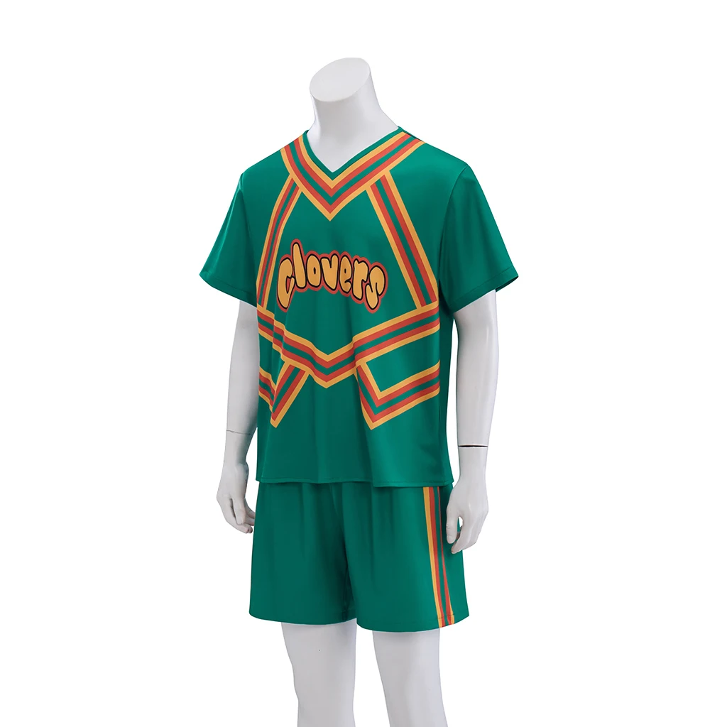 Halloween Costume Men Green Clovers Cheerleader Uniform Bring It On Cosplay Sports Team TShirt Shorts Carnival Party Outfit view 3