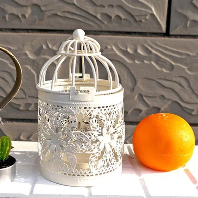 1PC Creative Candelabros Hollow Hanging Bird Cage Candle Holder Candlestick Lantern Bridal Decor Vintage Candlesticks Home Decor