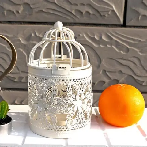 1PC Creative Candelabros Hollow Hanging Bird Cage Candle Holder Candlestick Lantern Bridal Decor Vintage Candlesticks Home Decor