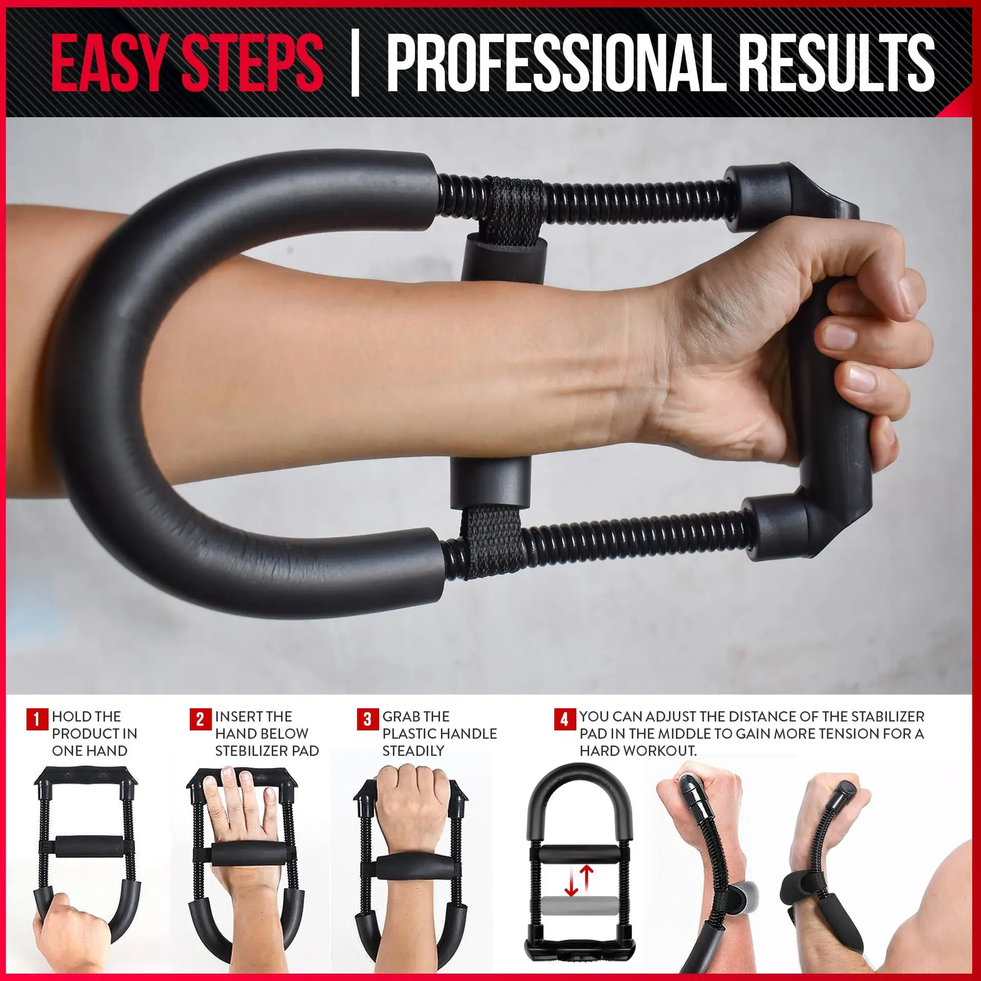 Power Wrists and Strength Exerciser Forearm Strengthener Adjustable Hand Grips Fitness Workout Arm Training Equipment