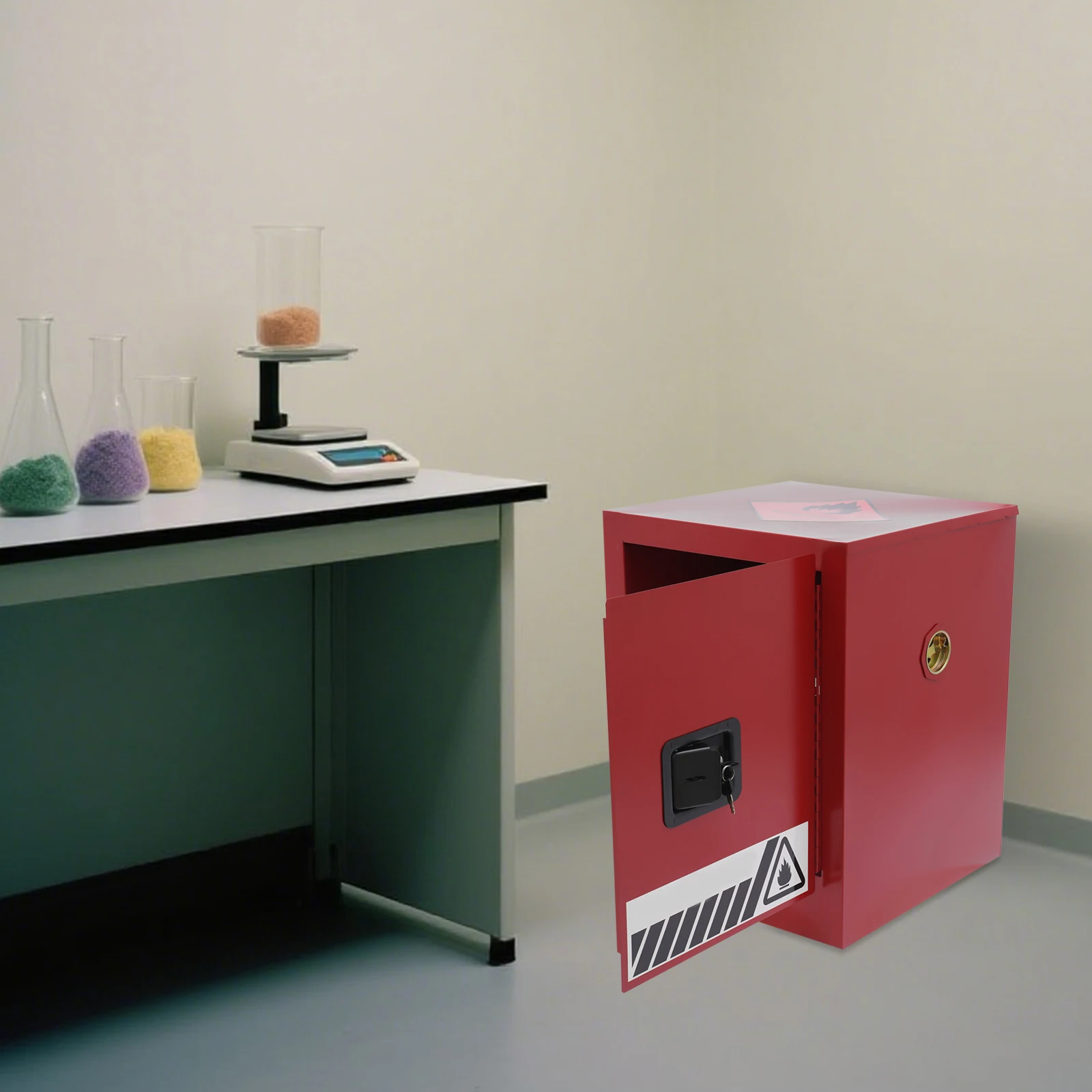 Красный прямоугольный шкаф для хранения легковоспламеняющейся жидкости (регулируемый и прочный) — полностью сварная стальная конструкция и заклепки