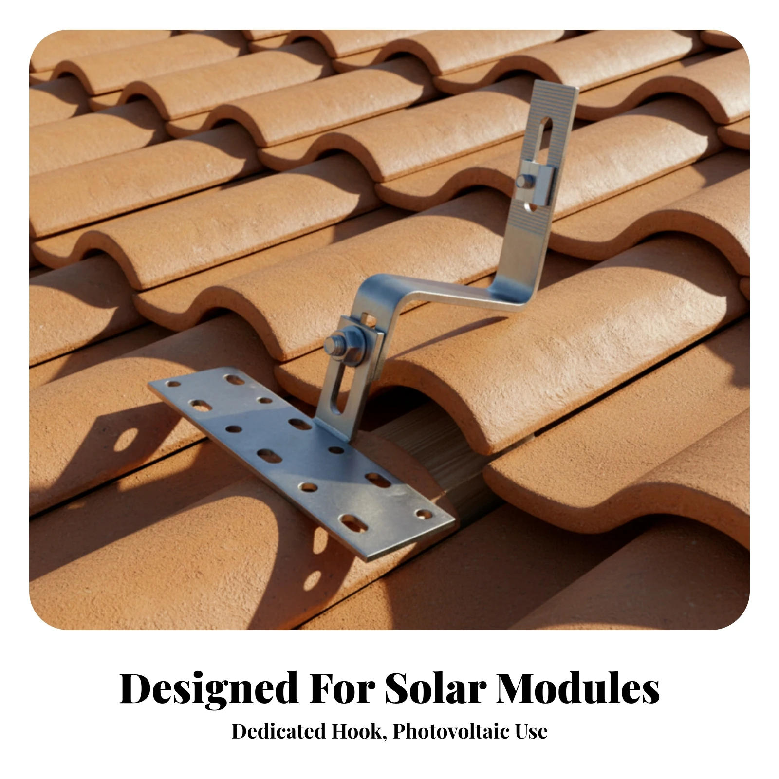 Soporte Universal para Panel Solar, Gancho Ajustable para Panel Solar, Soporte de Gancho de Acero Inoxidable de Alta Resistencia