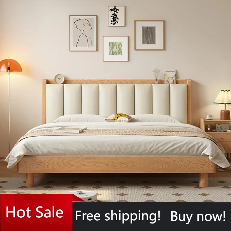 Elegant Headboard Bed Frame Double Wood Simple King Queen Bed Frame Nightstands Modern Cama Moderno Lujo Bedroom Furniture