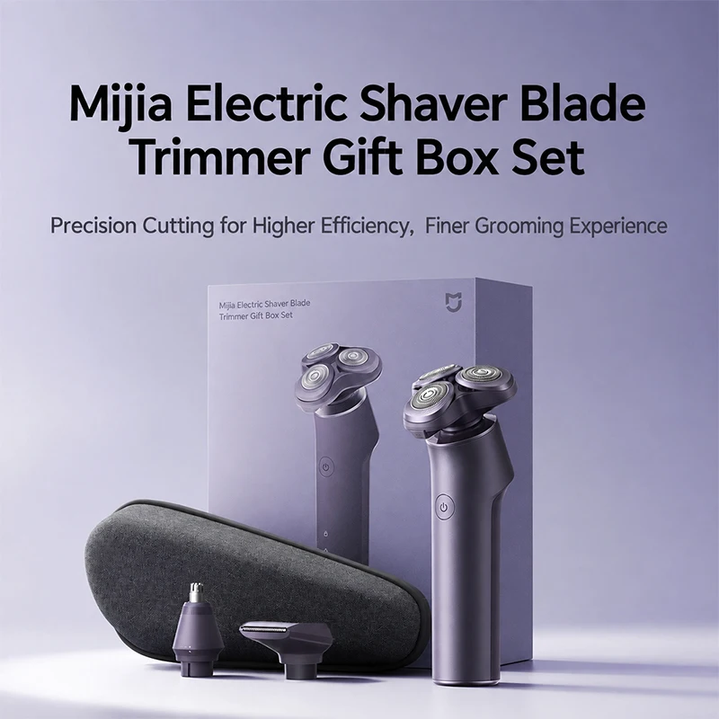 MIJIA Electric Shaver Grooming Gift Set,Double Ring Three-blade Head,360° Floating Head,IPX7 Wet & Dry,Type-C,Long Battery Razor