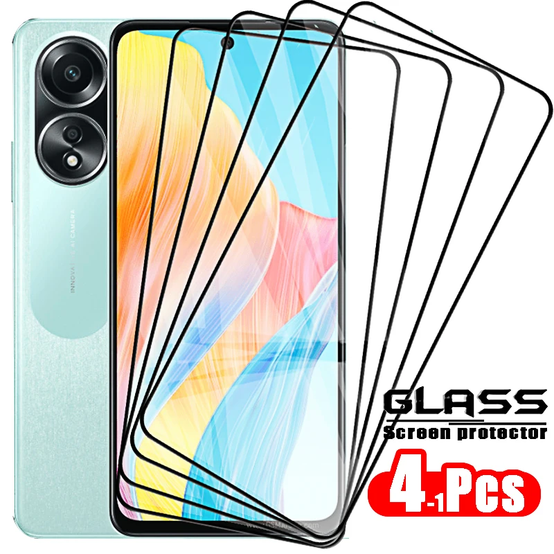 4-1 Pcs Protective Glass for Oppo A78 A58 4G Screen Protector Tempered Glass on For Oppo A98 A97 A38 A56S HD A96 5G A77 A76s A17