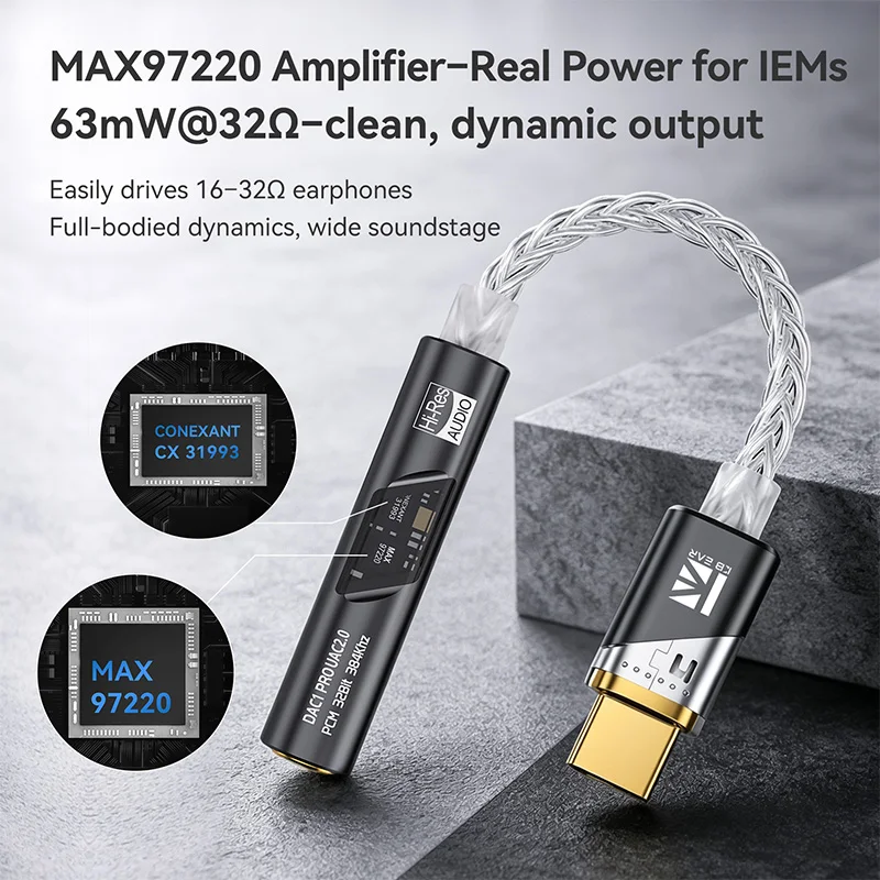 KBEAR DAC1PRO Type-C to 3.5mm HiFi DAC Dongle, Lossless Digital Audio Decoder Adapter Cable,HI-RES for TBX,Kalideer,KB02 - view 5