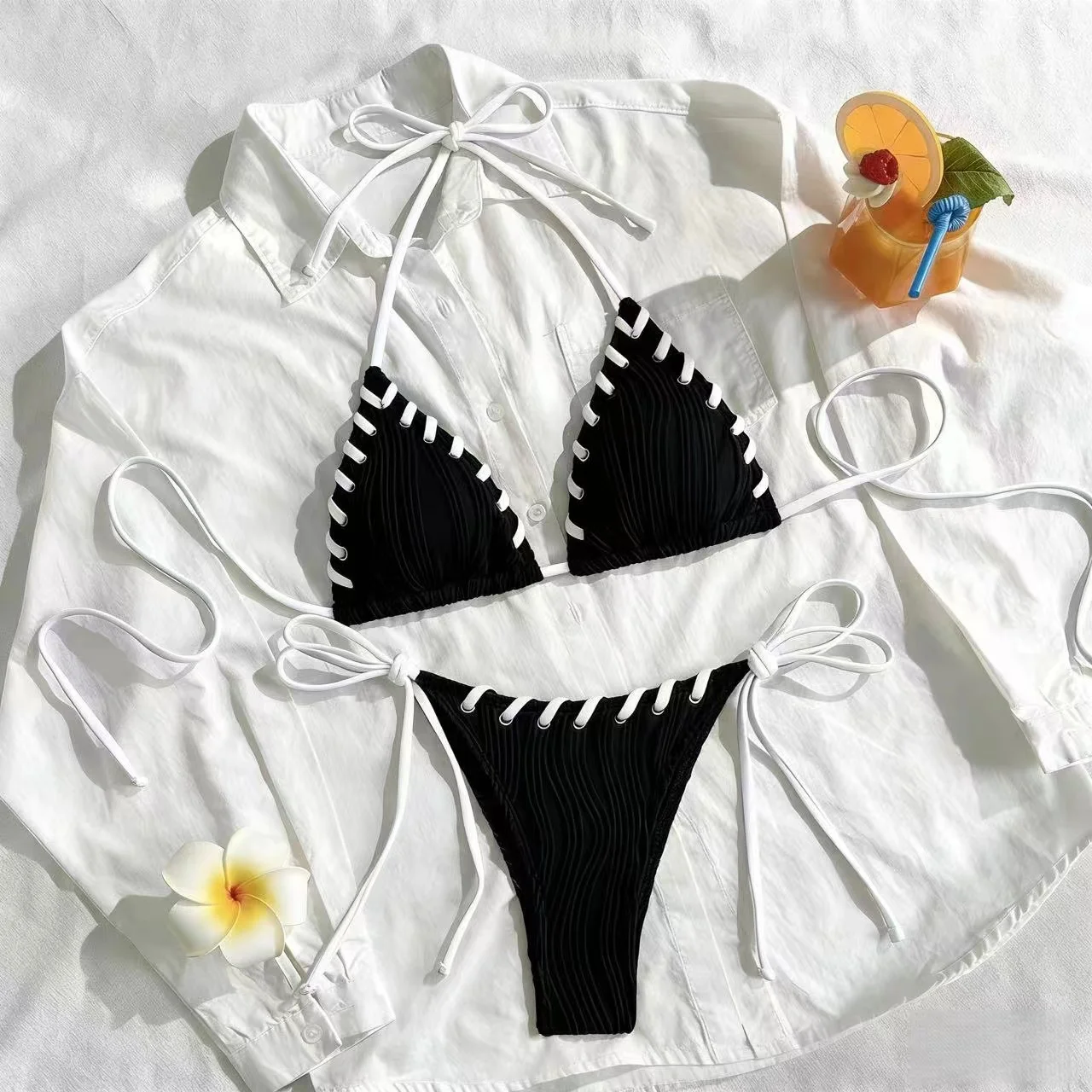 2026 مثلث سلسلة البيكينيات النساء ملابس السباحة الإناث مثير ملابس السباحة الصلبة الاستحمام السباحة لباس سباحة بحر #5