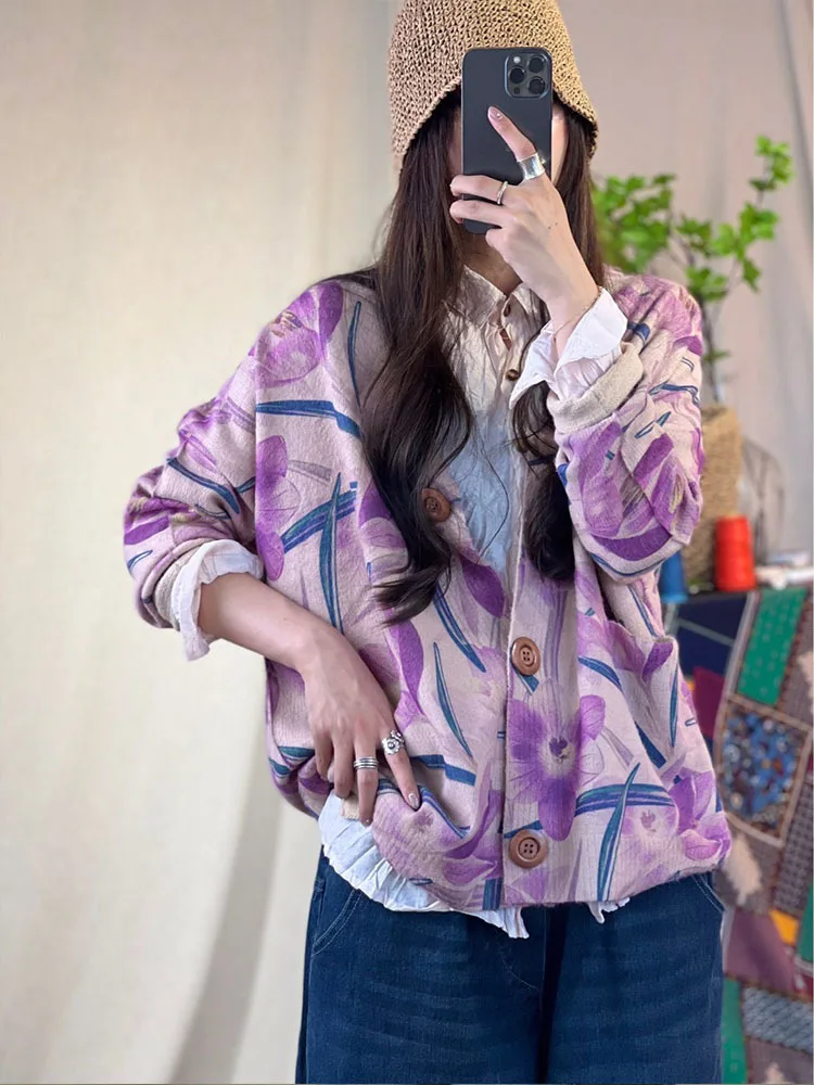 Max LuLu 2022 Winter Korean Fashion Knitted Clothes Womens Loose Printed Casual Sweaters Ladies Luxury Floral Vintage Cardigans