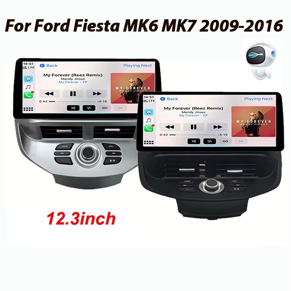 12.3 inch Autoradio Voor Ford Fiesta MK6 MK7 2009-2016 LHD RHD Android Multimedia Video Player GPS draadloze Carplay QLED Scherm - afbeelding 2