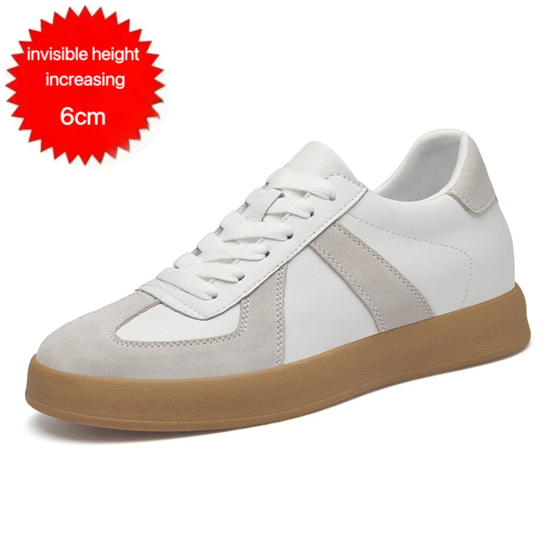 

2025 New Men's Sports Shoes, Genuine Leather Men's Training Shoes, Casual Flat Shoes, and Men's Height-increasing Shoes6cm