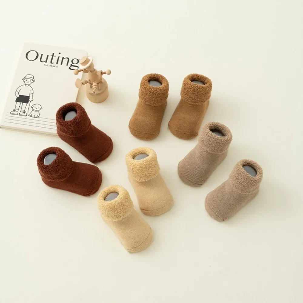 New 0-3Year Kids Woolen Socks Winter Thick Warm Looped Snow Floor Socks Newborn Footwear Velvet Lining Children Stockings