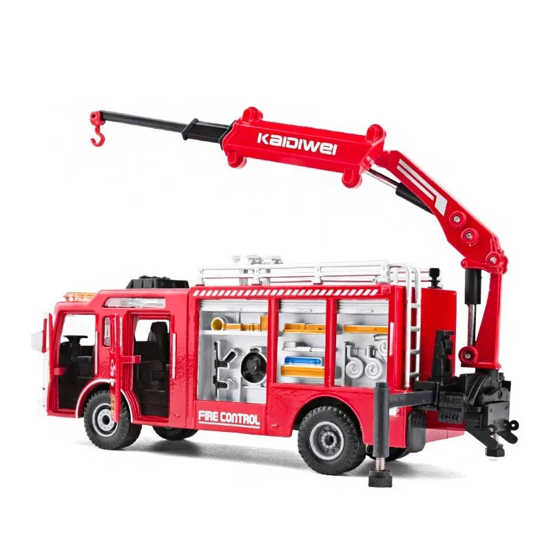 1:50 Alloy Fire Truck Toy City Simulation Water Tank Ladder Car Model Engineering Car ornaments Collection Kids Boy Gifts