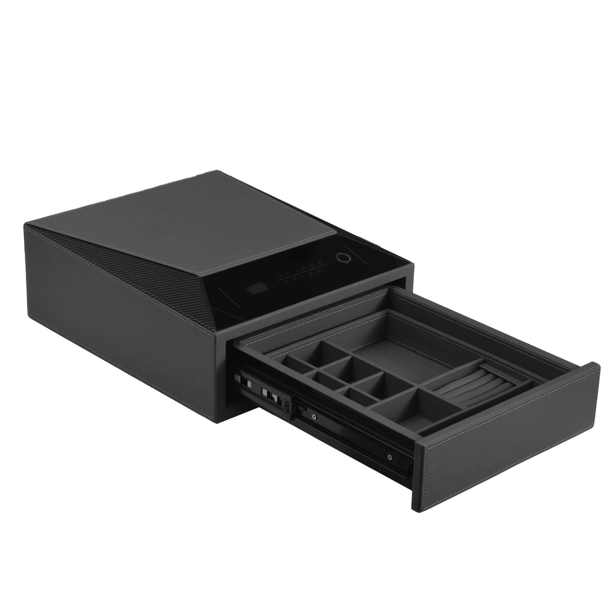 Biometric Fingerprint Safe,Leather Wrapped Jewelry Safes,Quick-Access Handgun Safe for Home and Vehicle