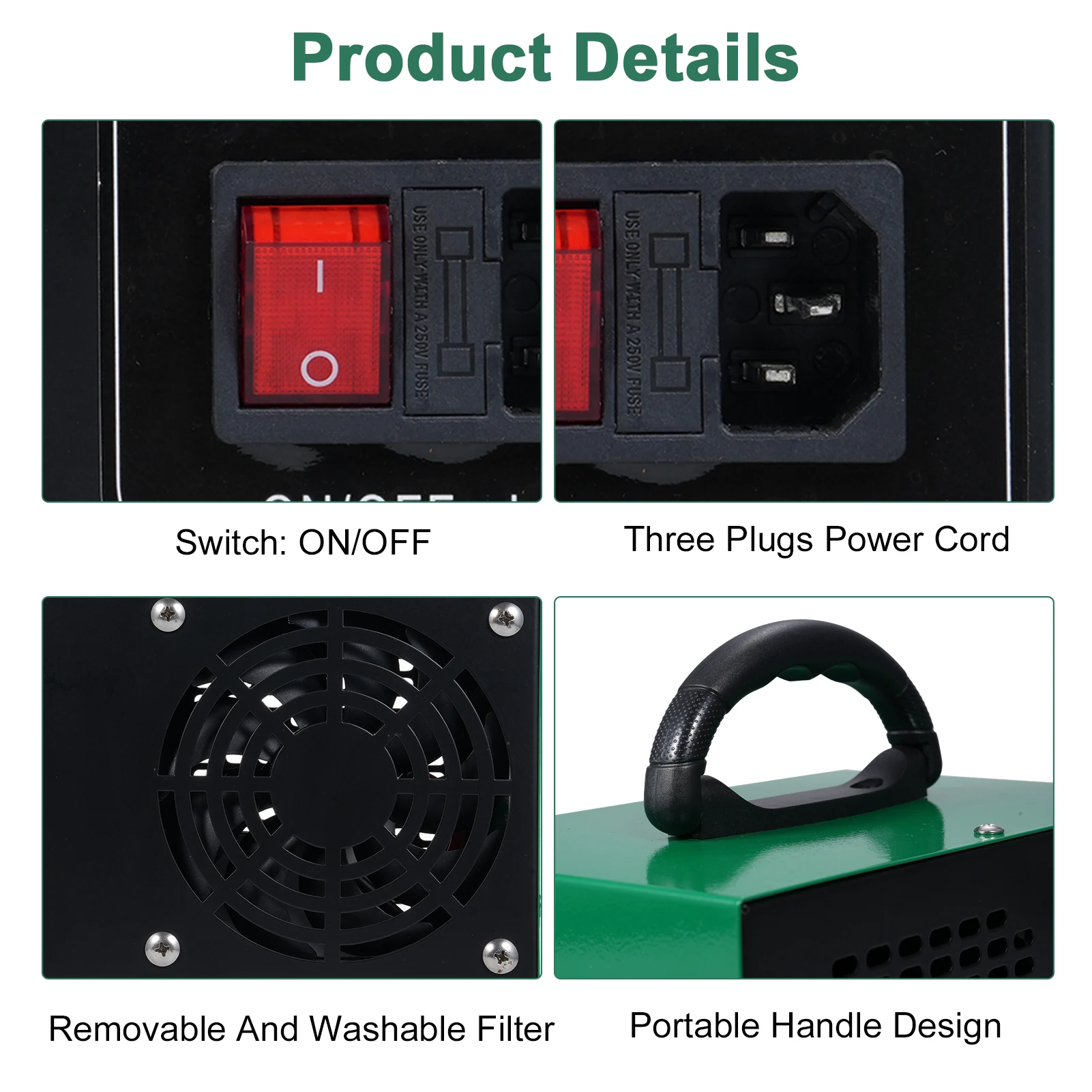 مولد أوزون عالي السعة 45,000 ملغ/ساعة صناعي/منزلي O3 لتنقية الهواء مزيل الروائح الكريهة لمناطق 2500 قدم مربع آلة الأوزون #5