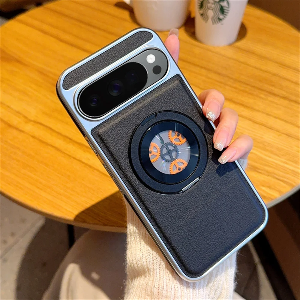 

Fashion Rotate Holder Phone Case For Google Pixel 10 Pro XL PC Protective MagSafe Magnetic Wireless Charge Bracket Back Cover