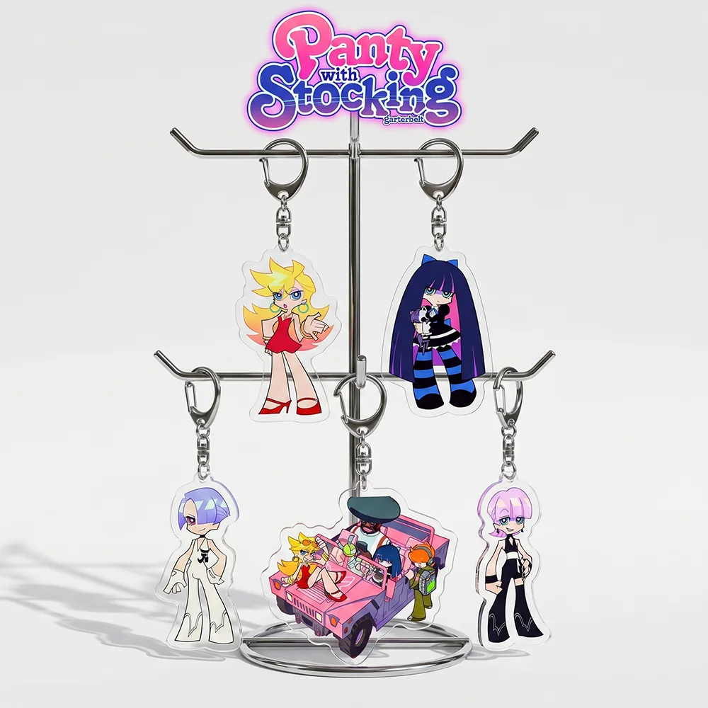 Anime Panty & Stocking with Garterbelt cute cartoon Panty Stocking 6CM Acrylic Cute bag charm Car keychain bag body kit keyring