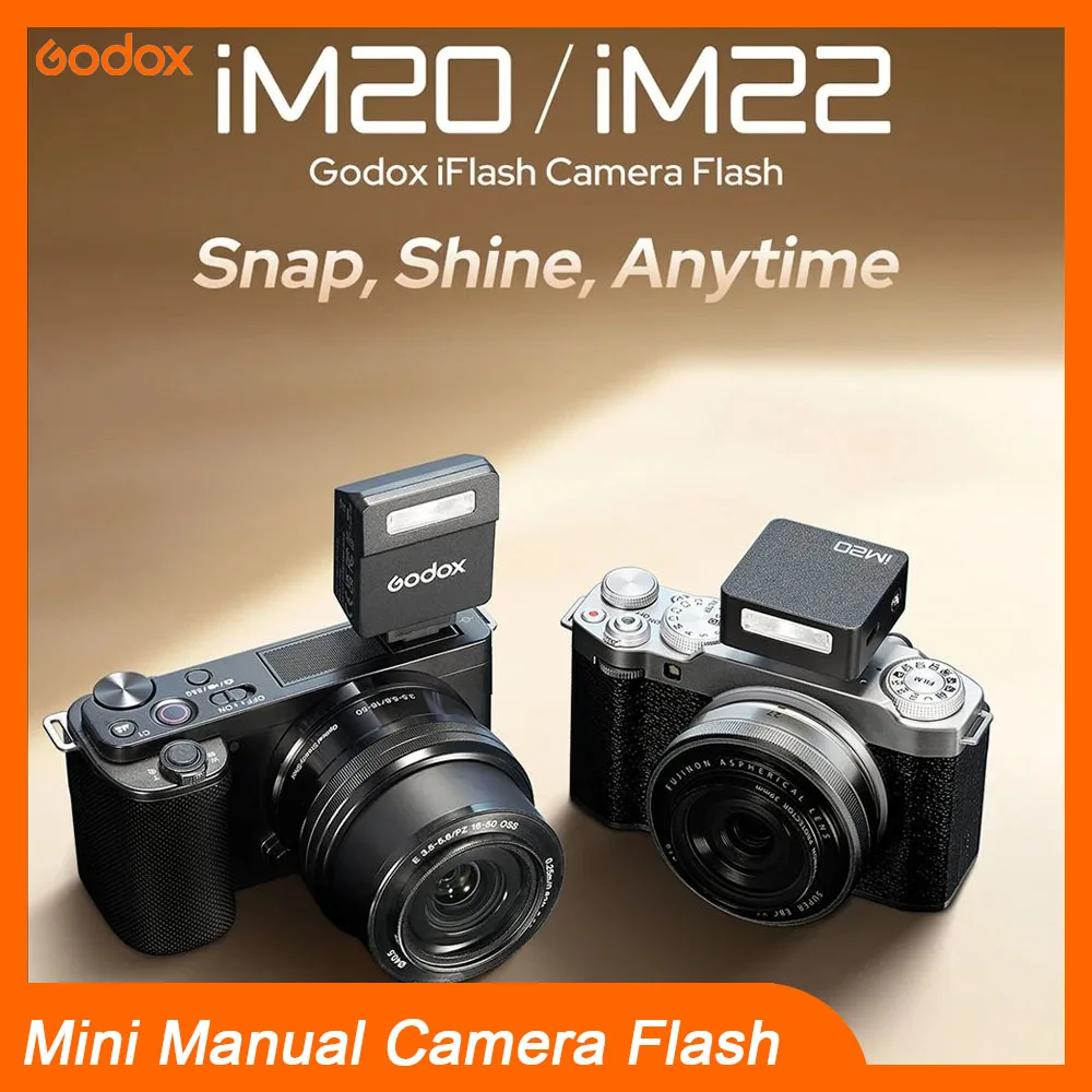 Godox iM20 iM22 iFlash Mini Manual Camera Flash for Various Camera Models 5 Output Levels of Power Universal Hot Shoe Mount