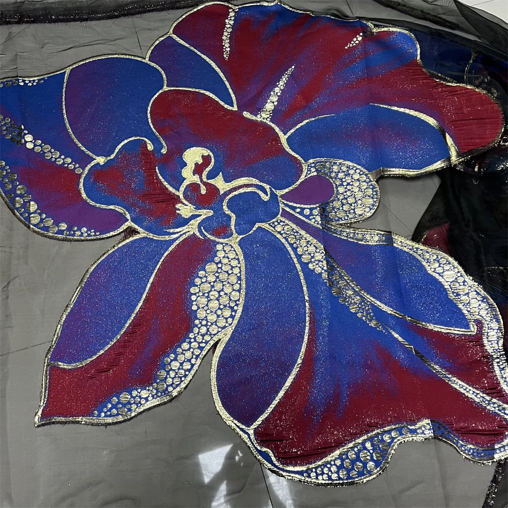 

2025 African Nigerian Tulle Lace Fabric Organza Embroidery High Quality Brocade Jacquard 5Yard for Party Gown Dress YXZ188