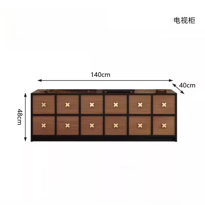 xx-200cm Retro Tv Stand Glossy Wood Living Room Aesthetic Tv Stand Storage Drawers Mobili Soggiorno Moderni House Accessories*