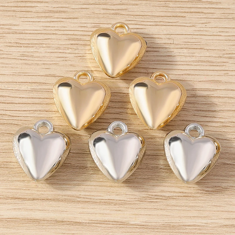 20 Stück 14 x 16 mm niedliche gold- und silberfarbene Liebesherz-Anhänger aus Legierung für die Schmuckherstellung, Ohrringe, Halsketten, Armbänder, DIY-Geschenke – Detail 6